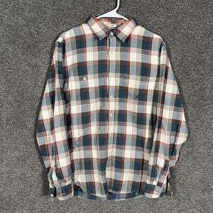 Wallace & Barnes Flannel Shirt Mens M Blue Red Plaid Classic Fit 100% Cotton